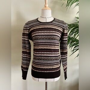 Brooks Brothers 100% Cashmere Fair Isle Brown Sweater | Size XS